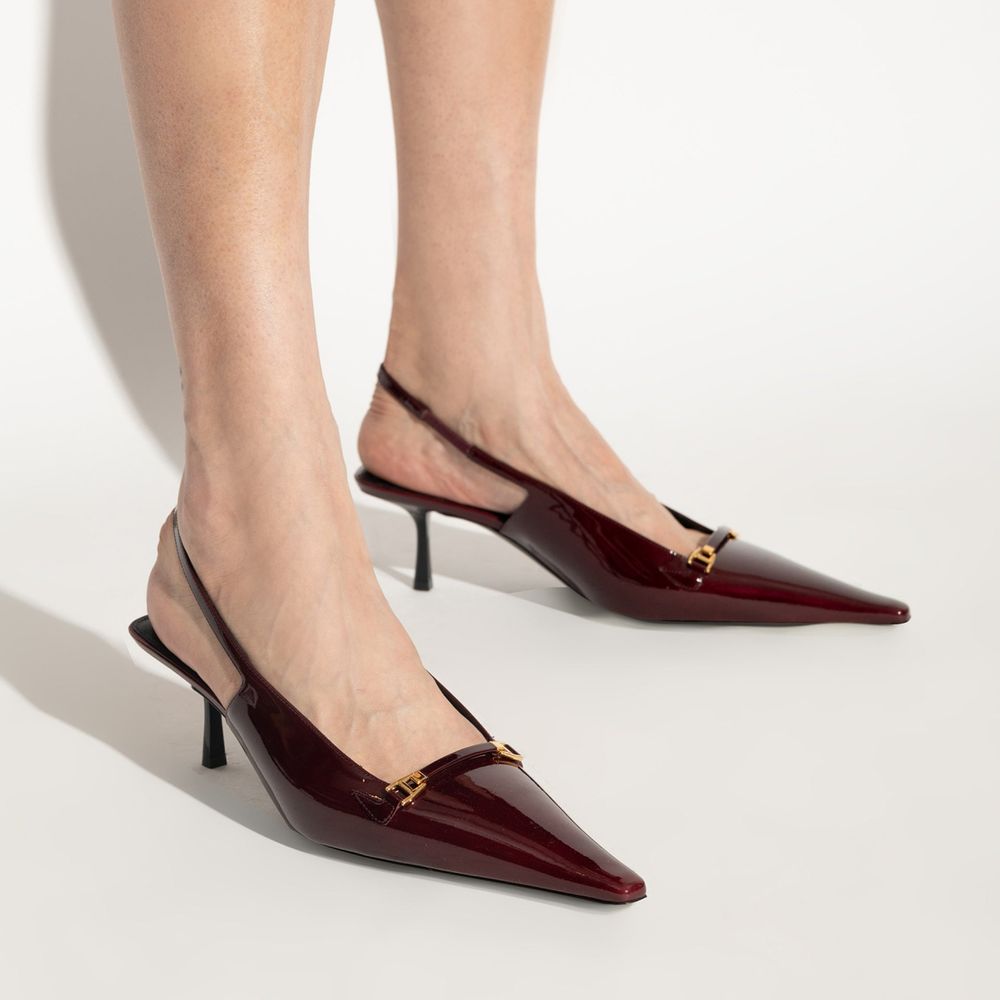 Saint Laurent Burgundy Calfskin Mid Heel Pumps