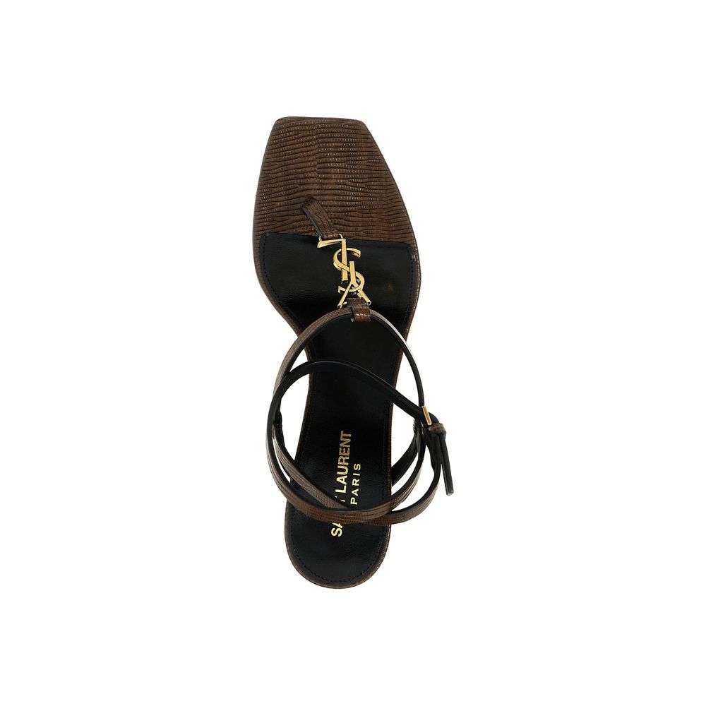 Saint Laurent Brown Calfskin Platform Sandals