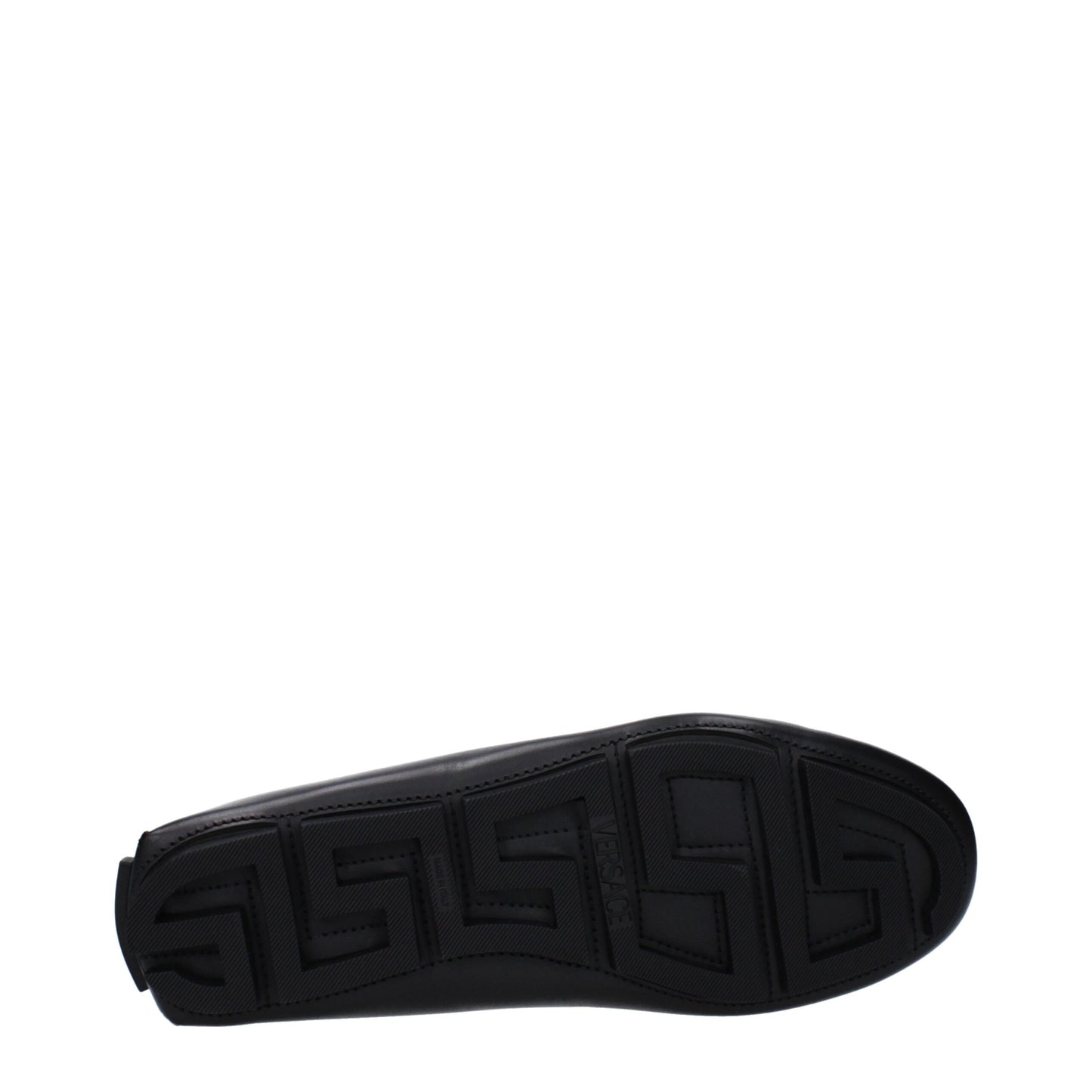 Versace Black Leather Slip-On Loafers