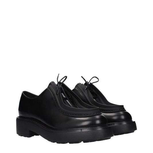 Prada Black Leather Oxfords And Derbies