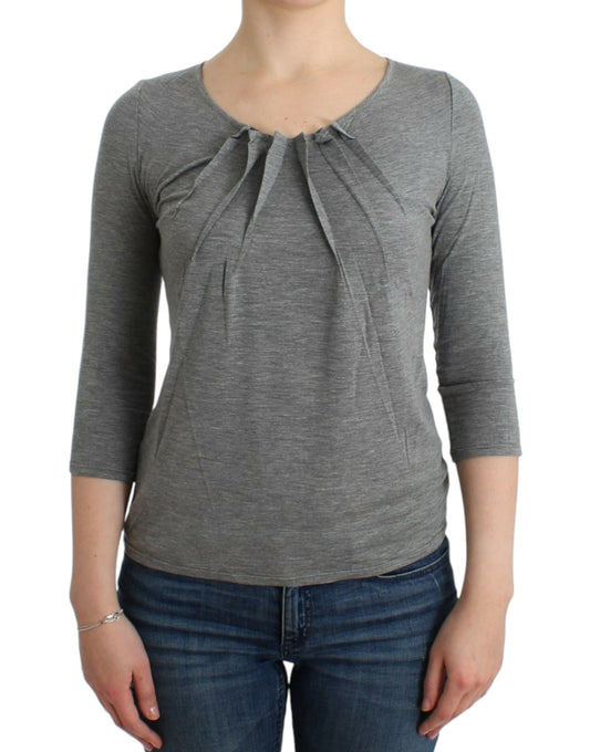 Cavalli Gray 3/4 sleeves jumper top