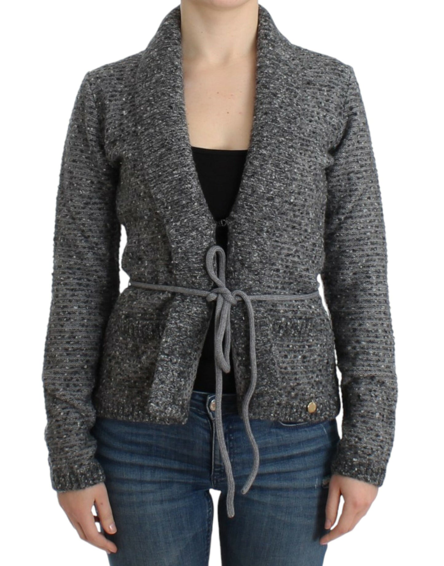 Cavalli Gray wool knitted cardigan