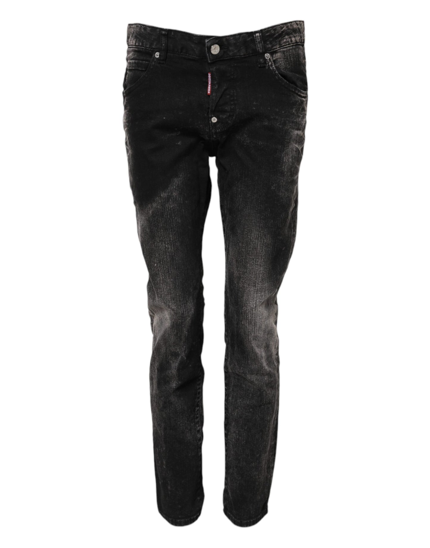 Dsquared² Black Washed Mid Waist Tapered Denim Jeans
