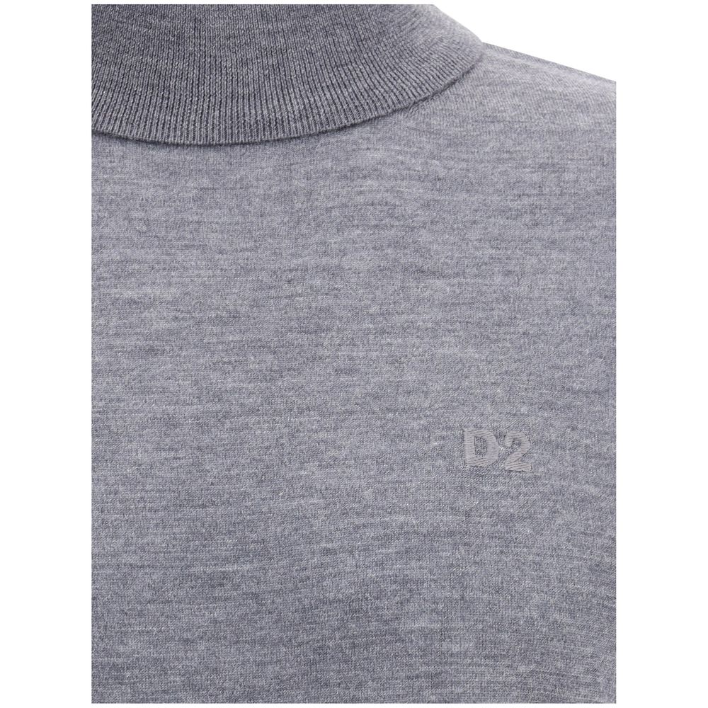 Dsquared² Gray Fleece Wool Turtleneck