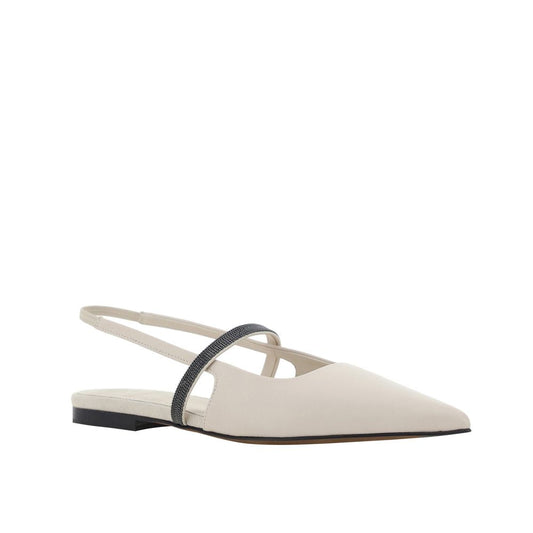 Brunello Cucinelli White Calfskin Ballet Flats