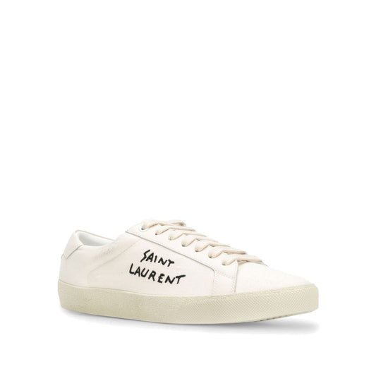 Saint Laurent White Canvas Low Top Sneakers