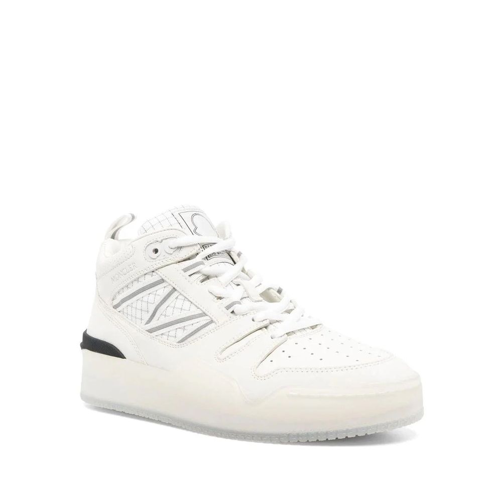 Moncler White Calfskin High Top Sneakers