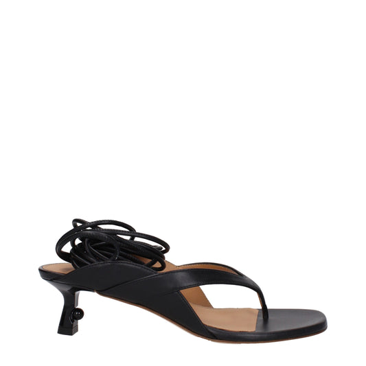 Off-White Black Leather Flip-Flop Sandals