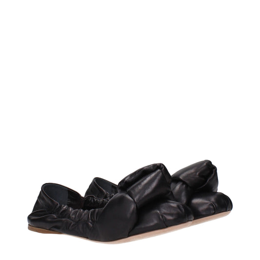 Miu Miu Black Leather Ballet Flats