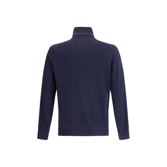Brunello Cucinelli Blue Fleece Wool Turtleneck