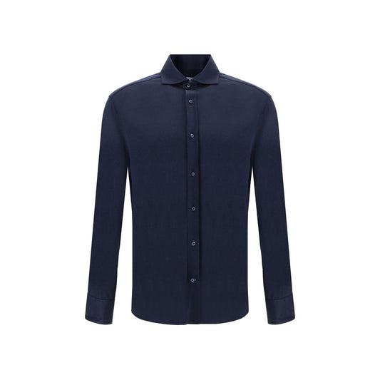 Brunello Cucinelli Blue Silk Shirt