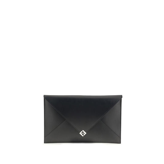 Fendi Black Leather Clutch Bag