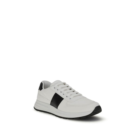 Prada White Calf Leather Bos Taurus Low Top Sneakers