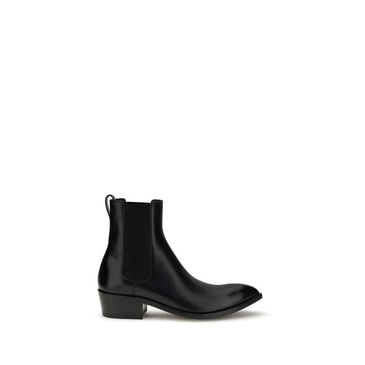 Tom Ford Black Calf Leather Bos Taurus Chelsea Boots