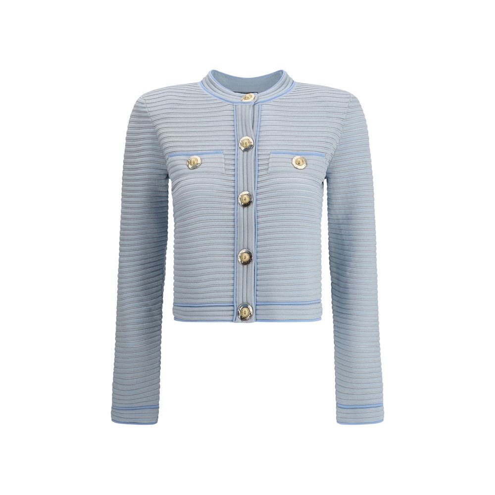 Balmain Light Blue Viscose Cardigan
