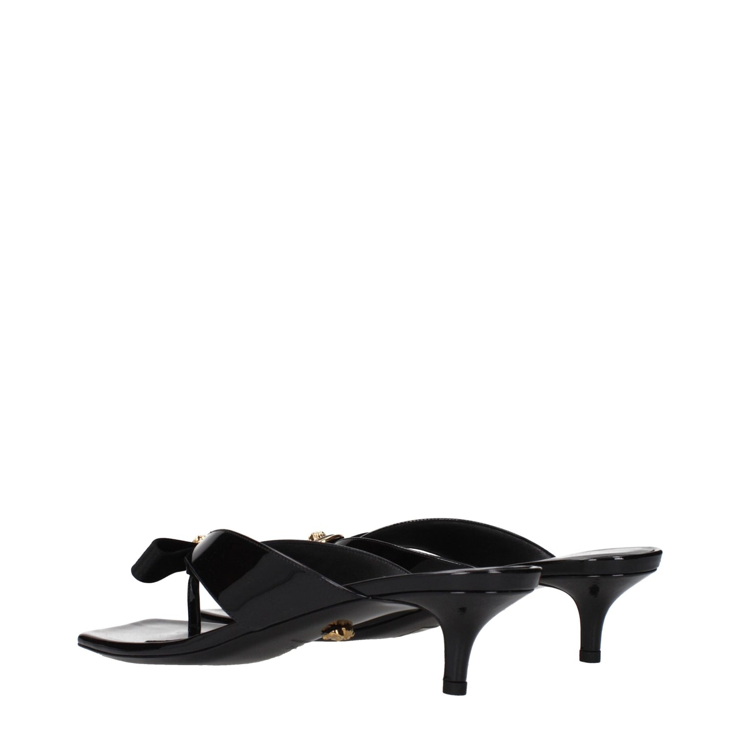 Versace Black Leather Stiletto Heel Sandals
