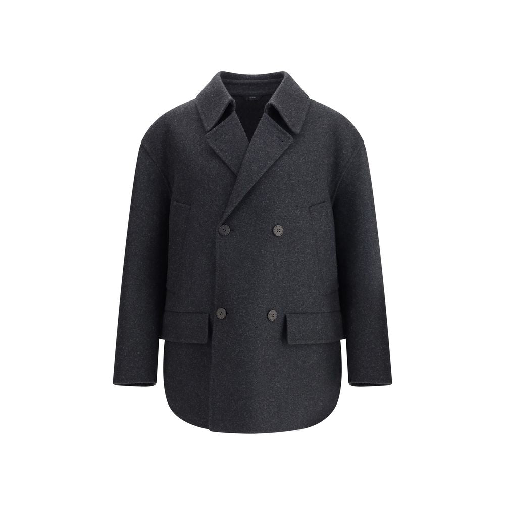 Fendi Gray Fleece Wool Coat