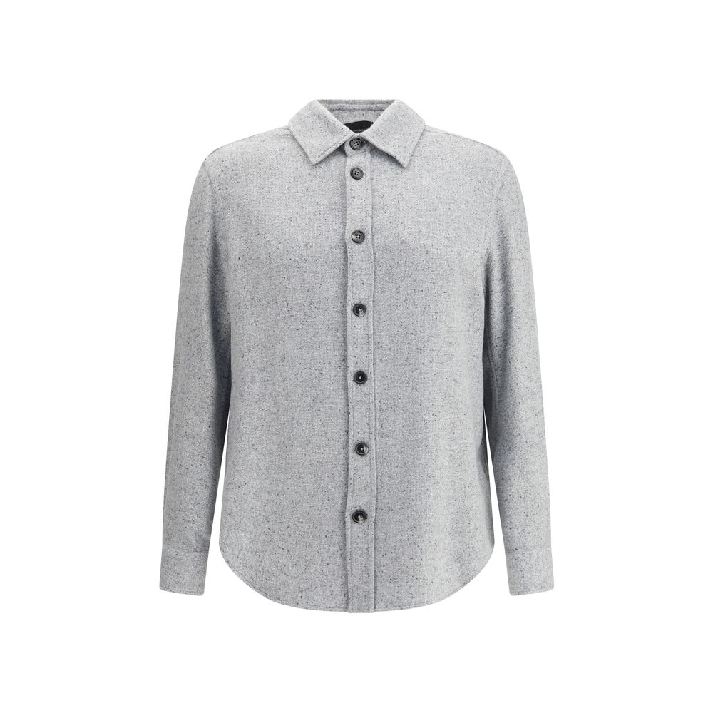 ZEGNA Gray Cashmere Dress Shirt