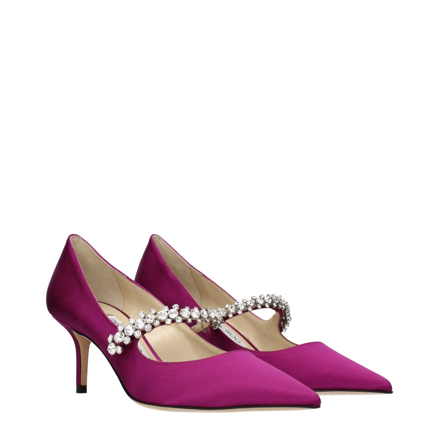 Jimmy Choo Pink Satin Mid Heel Pumps