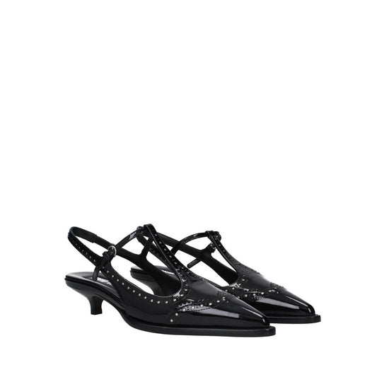 Miu Miu Black Calfskin Mid Heel Pumps